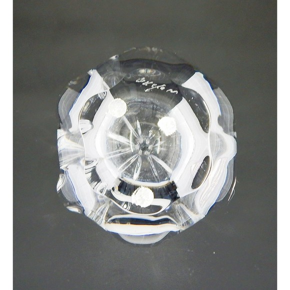 Orrefors Crystal Finger Swung Bud Vase Tulip Ribbed Melon Bulbous Signed - Picture 8 of 12